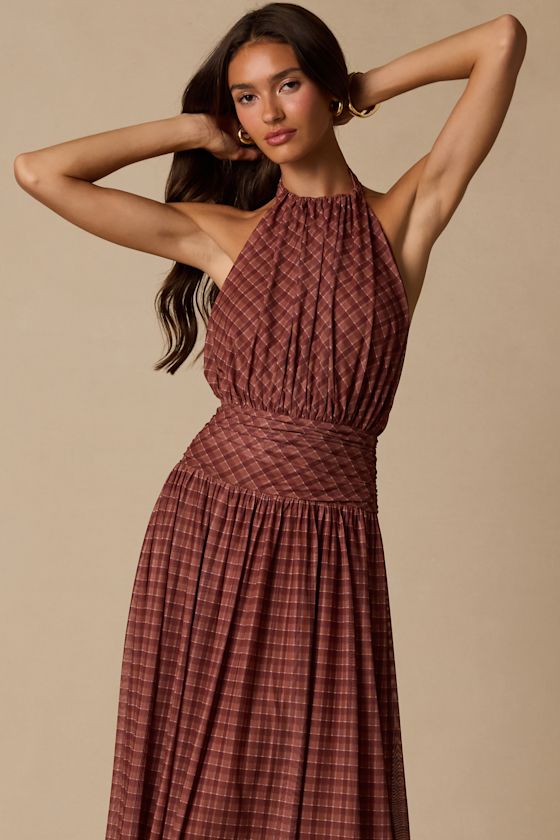 Ryland Red Plaid Midi Dress - thumbnail 5