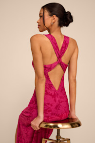 Danette Fuchsia Floral Jacquard Cutout Maxi Dress 1