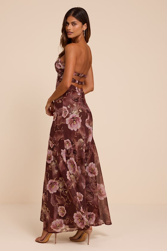 Isobel Brown Floral Strapless Maxi Dress - thumbnail 4