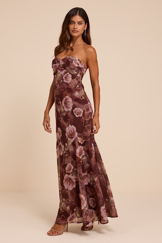 Isobel Brown Floral Strapless Maxi Dress - thumbnail 5