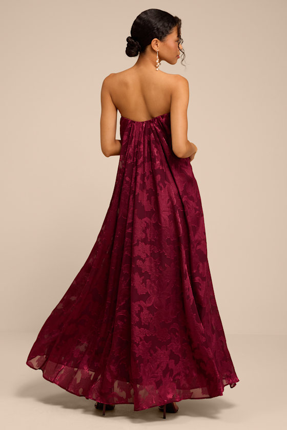 Amiri Burgundy Floral Burnout Shift Maxi Dress - thumbnail 4