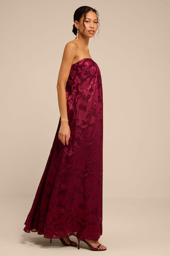Amiri Burgundy Floral Burnout Shift Maxi Dress - thumbnail 5