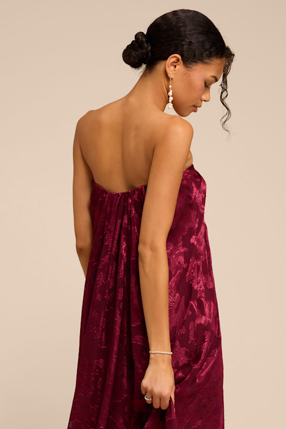 Amiri Burgundy Floral Burnout Shift Maxi Dress - thumbnail 6