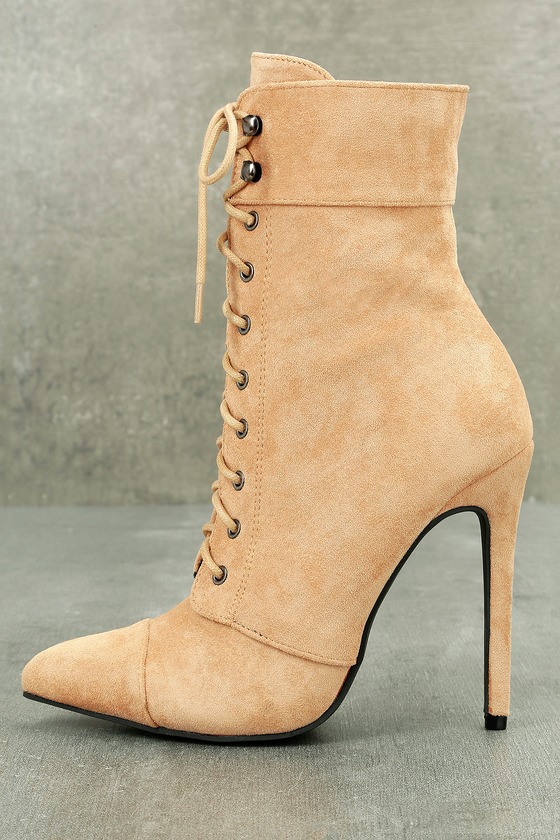 nude high heel booties