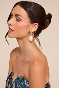 Rylie Beige Stone Drop Earrings 1