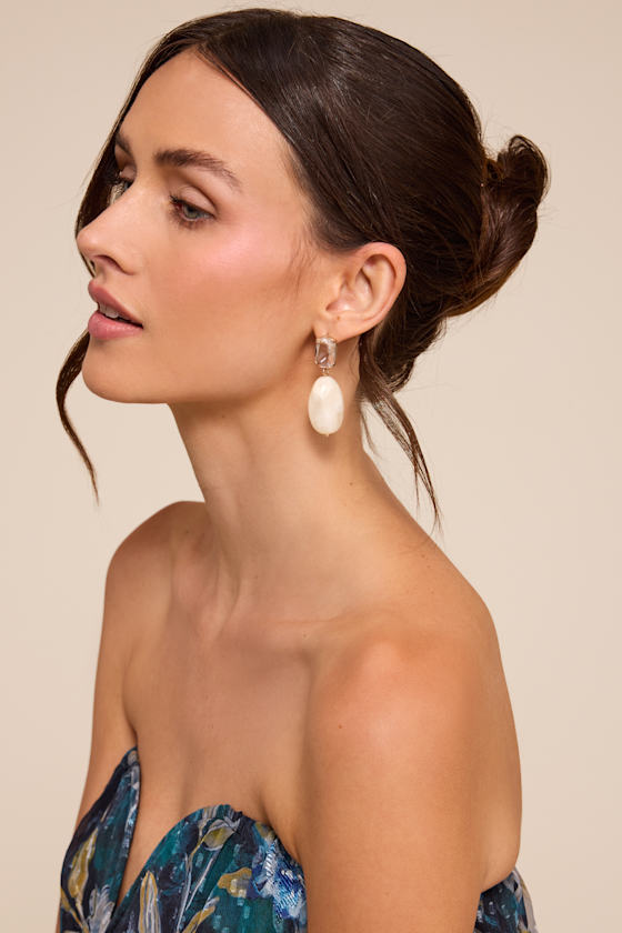 Rylie Beige Stone Drop Earrings 1
