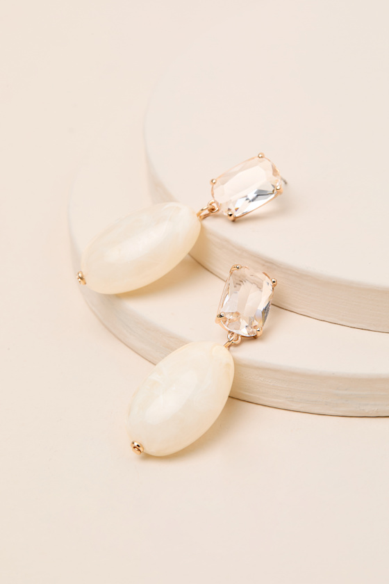 Rylie Beige Stone Drop Earrings - thumbnail 4