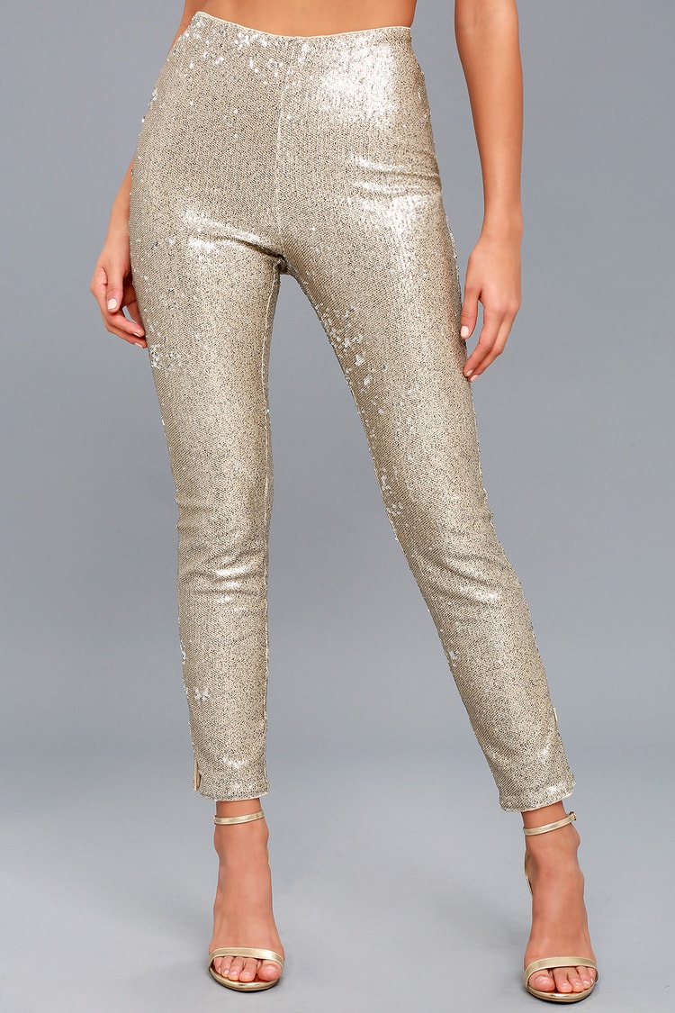 Encore Silver and Light Gold Sequin Leggings