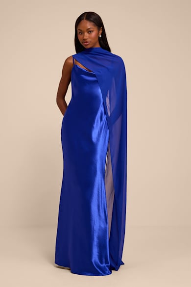 royal blue maxi dress casual Clothing Perfect for Prom, Special Occasions, or Date Night | Find a Royal Blue Dress, Heels, and More at Great Prices 20260414_SITEWIDE15 Luna asymmetric cutout pleated Color:As Picture Dress features a square