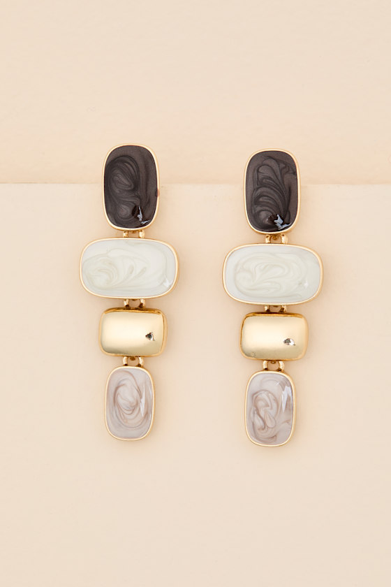 Olivine White Multi Stone Drop Earrings - thumbnail 3