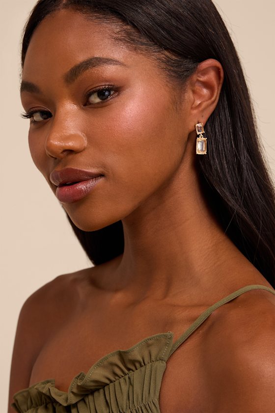 Elmont Gold Rhinestone Earrings - thumbnail 3