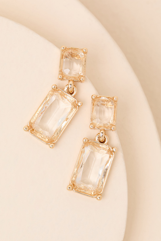 Elmont Gold Rhinestone Earrings - thumbnail 4