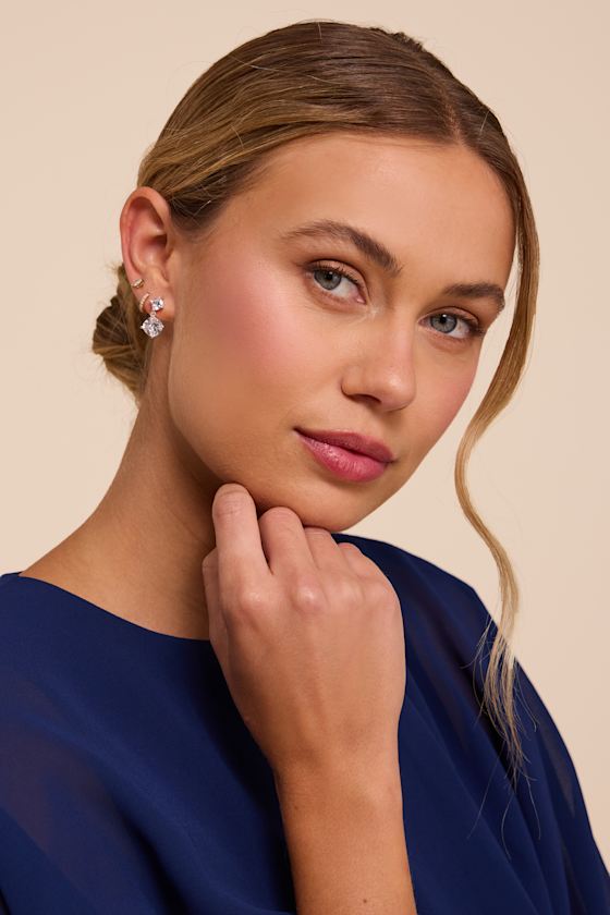 Preciosa Silver Rhinestone Earrings - thumbnail 3