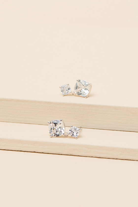 Preciosa Silver Rhinestone Earrings - thumbnail 4