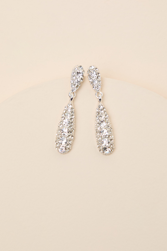 Jessa Silver Rhinestone Earrings - thumbnail 4