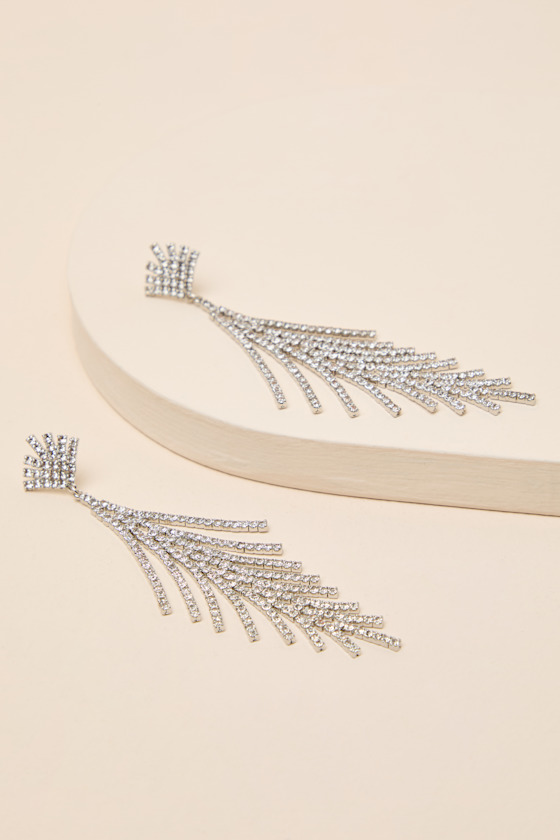 Babylon Silver Rhinestone Earrings - thumbnail 4