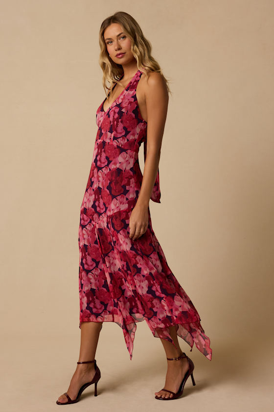 Demi Plum Floral Halter Dress - thumbnail 4