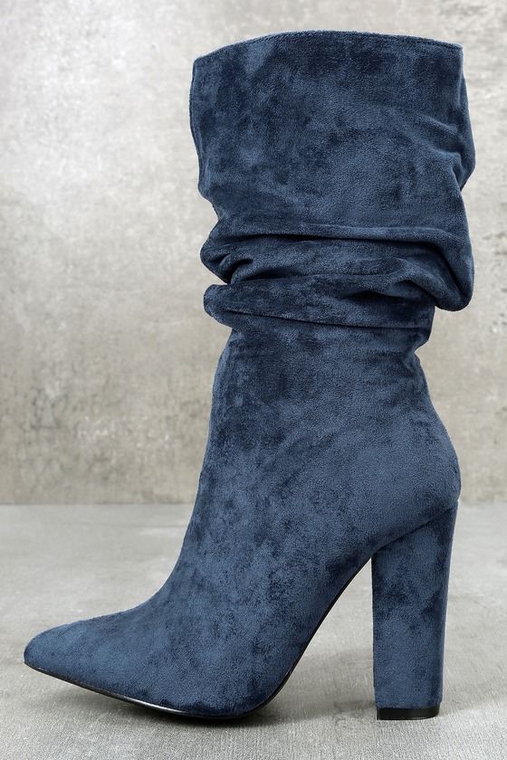 mid calf slouch high heel boots