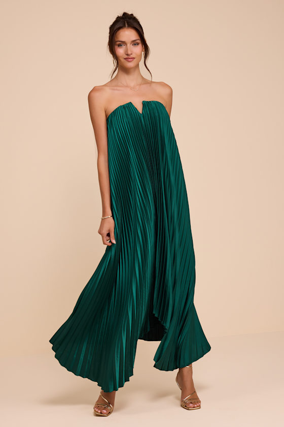Daylen Emerald Satin Shift Maxi Dress 1