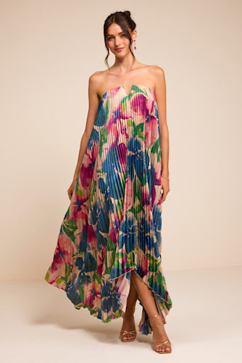 Daylen Blush Multi Floral Satin Shift Maxi Dress 1