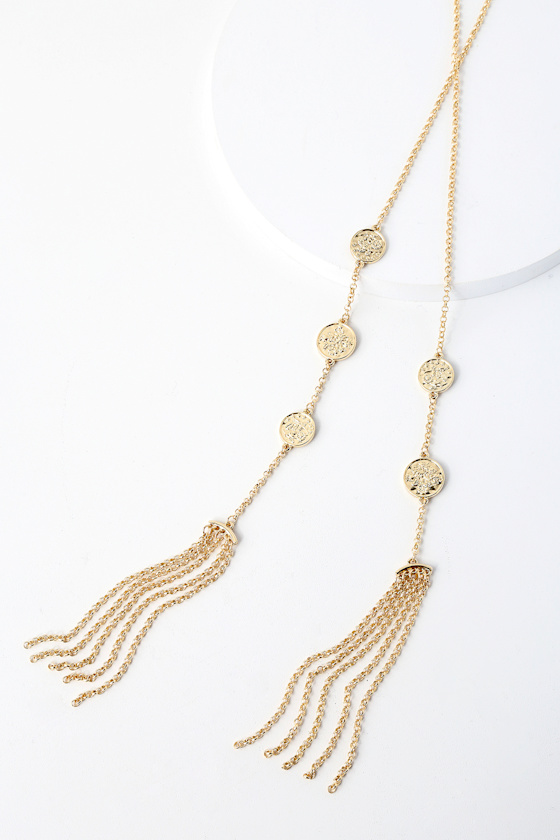 Pretty Gold Necklace Wrap Necklace Chain Wrap Necklace Lulus