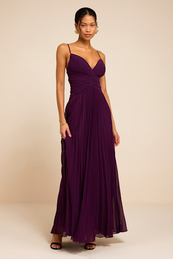 Corella Plum Pleated Backless Maxi Dress 1