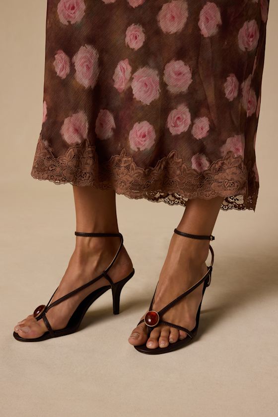 Neva Brown Floral Slip Midi Skirt - thumbnail 5
