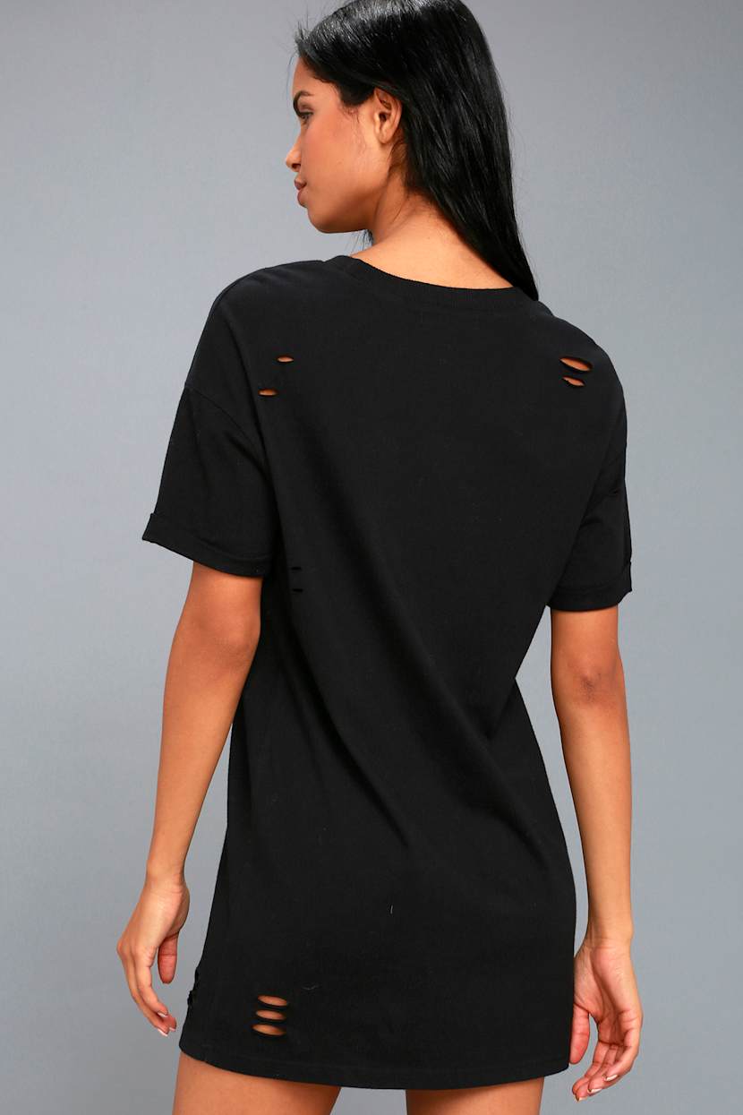 Trendy T-Shirt Dress - Black Dress - Distressed Dress - Lulus
