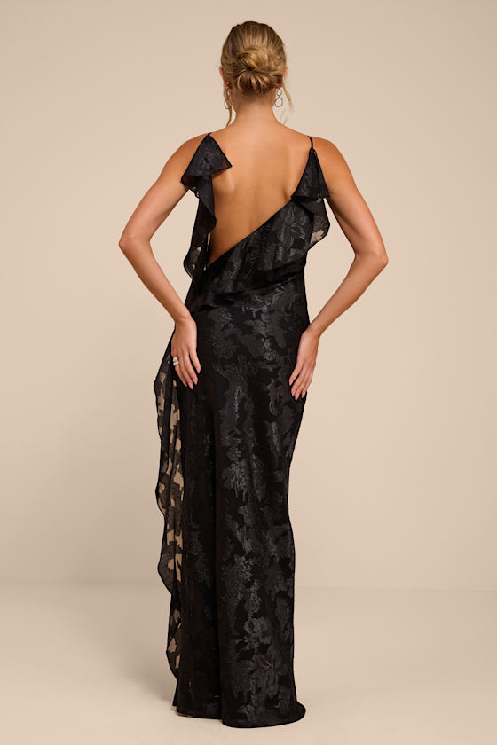 Narelle Black Floral Burnout Ruffled Maxi Dress - thumbnail 3