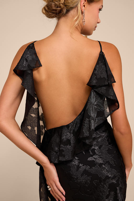 Narelle Black Floral Burnout Ruffled Maxi Dress - thumbnail 5