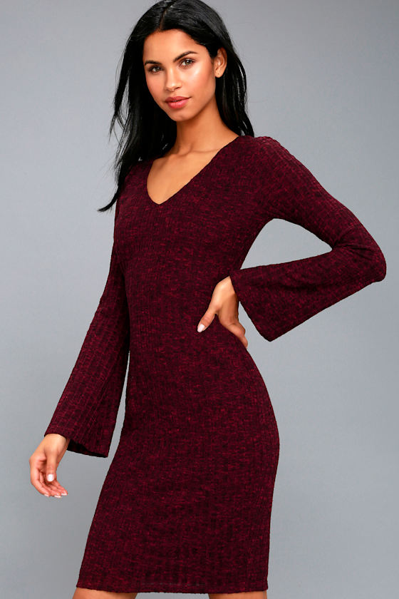 Lewisburg Heather Burgundy Bodycon Midi Dress 3