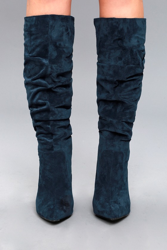 navy slouch boots