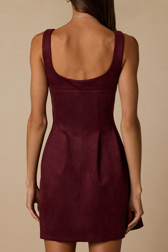 Sedona Burgundy Suede Mini Dress - thumbnail 3