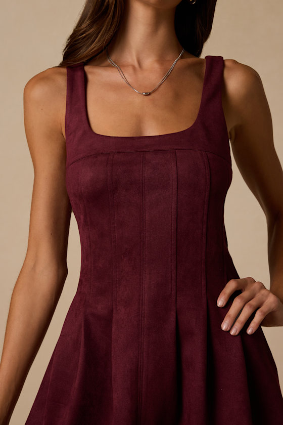 Sedona Burgundy Suede Mini Dress - thumbnail 5