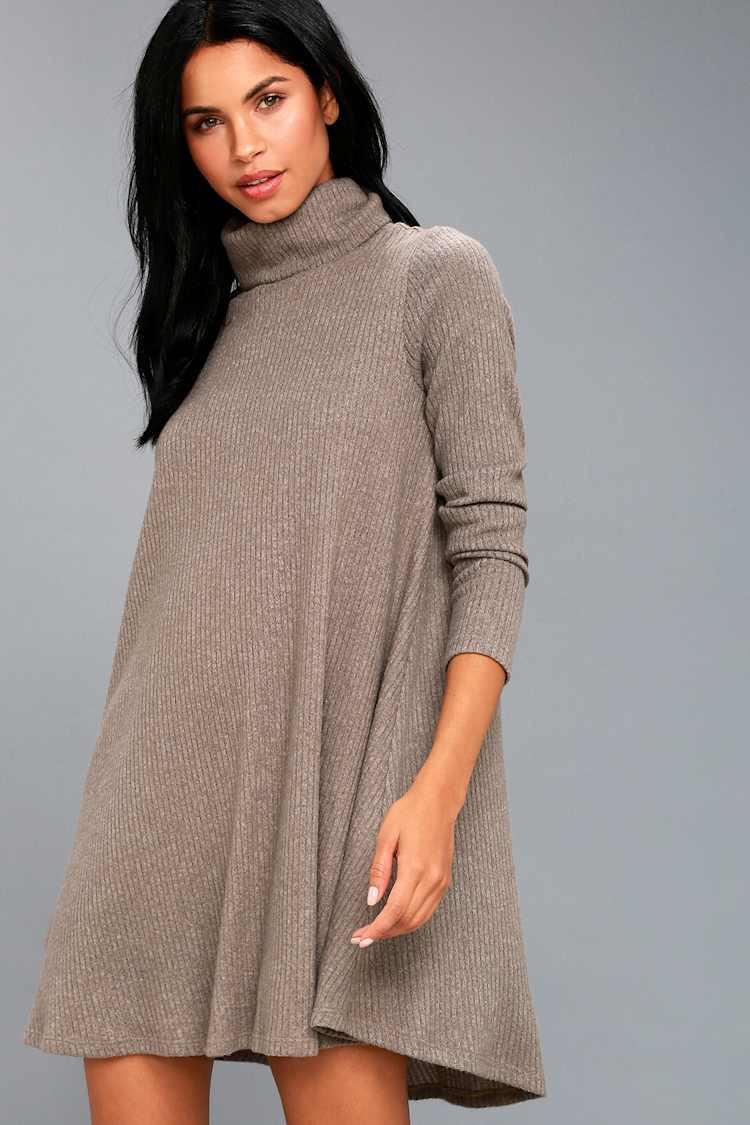 knee length dresses for ladies Haylee Midi Turtleneck Sweater Dress; Black main image 1