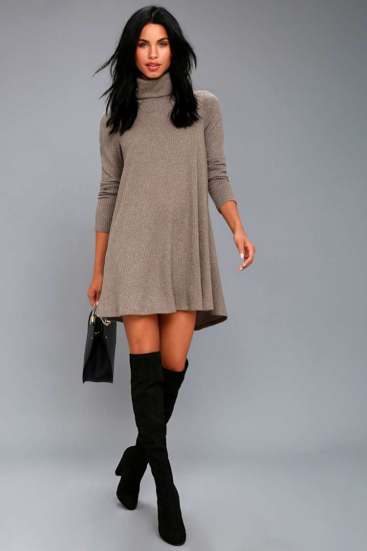 grey swing dress long sleeve Gray Winter Wool Dress, Wool Midi Dress, Swing Wool Dress, Long Sleeves Wool Dress, Fit and Flare Dress, Womens Retro Wool Dress L0531