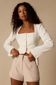 Deney Beige High-Rise Shorts 1