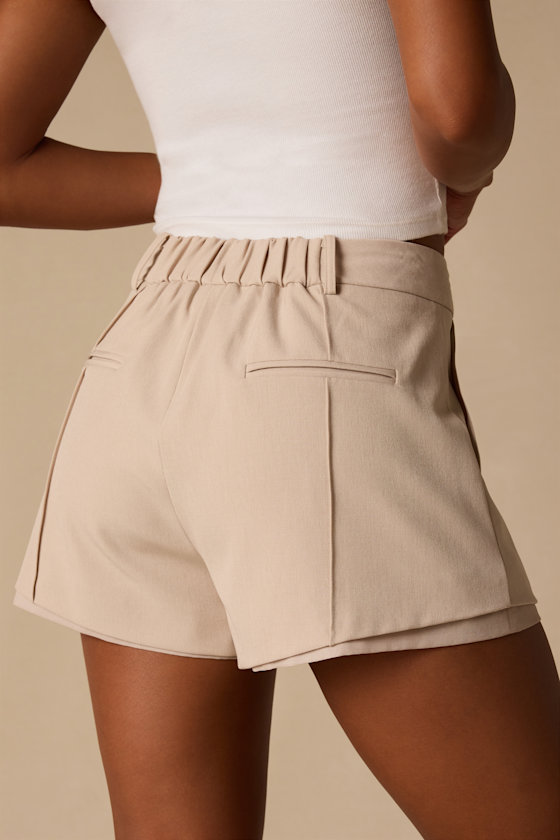 Deney Beige High-Rise Shorts 2