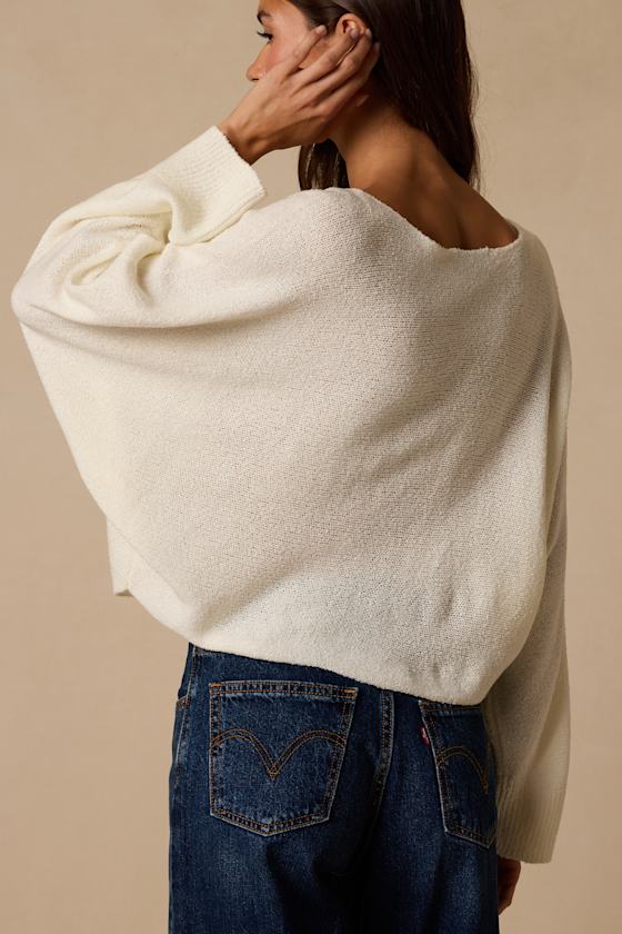 Jaylin Ivory Boat Neck Pullover Sweater - thumbnail 3