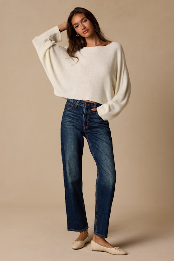 Jaylin Ivory Boat Neck Pullover Sweater - thumbnail 4