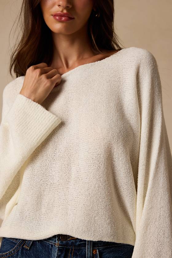 Jaylin Ivory Boat Neck Pullover Sweater - thumbnail 5