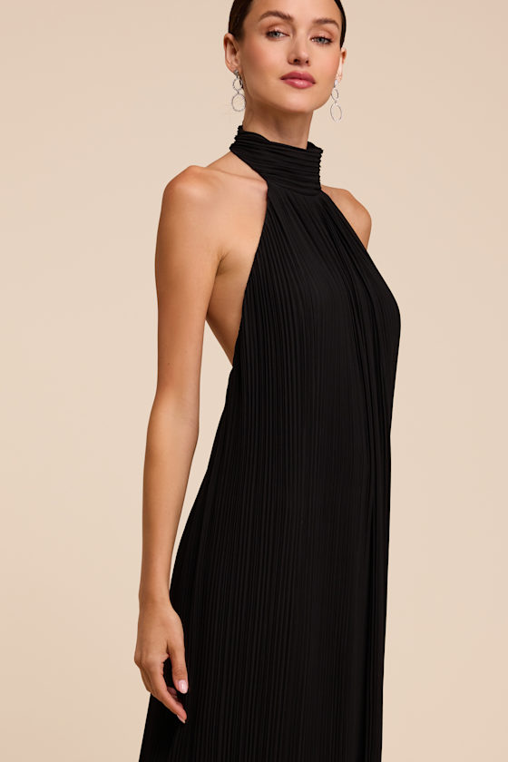 Marta Black Pleated Backless Maxi Dress - thumbnail 5