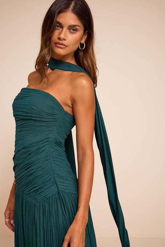 Nellie Teal Pleated Maxi Dress and Scarf Set 2