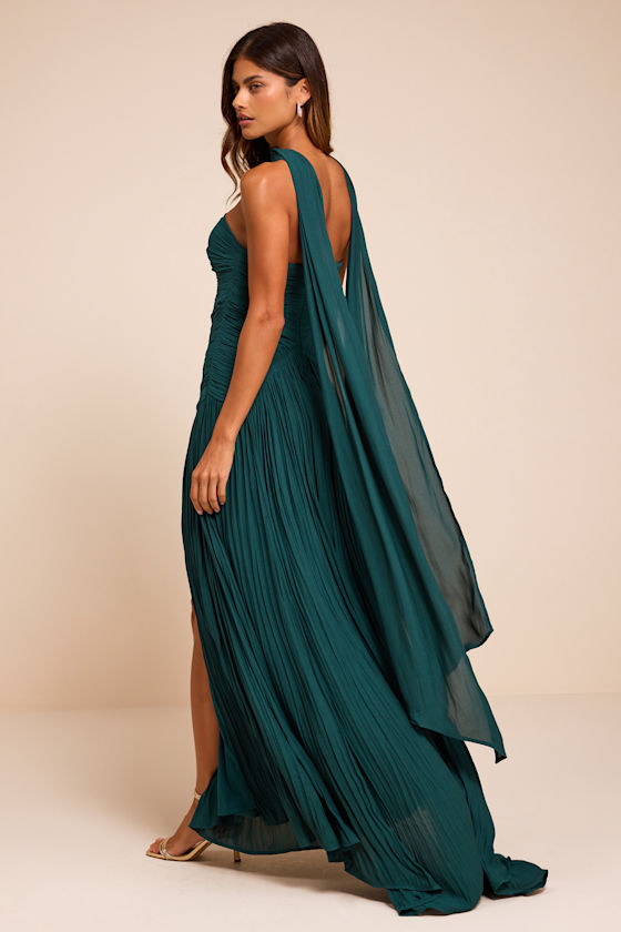 Teal Pleated Dress - Teal Strapless Dress - Drop Waist Dress - Lulus