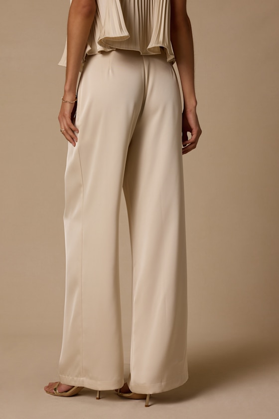 Caspian Cream Satin Wide-Leg Pants - thumbnail 5