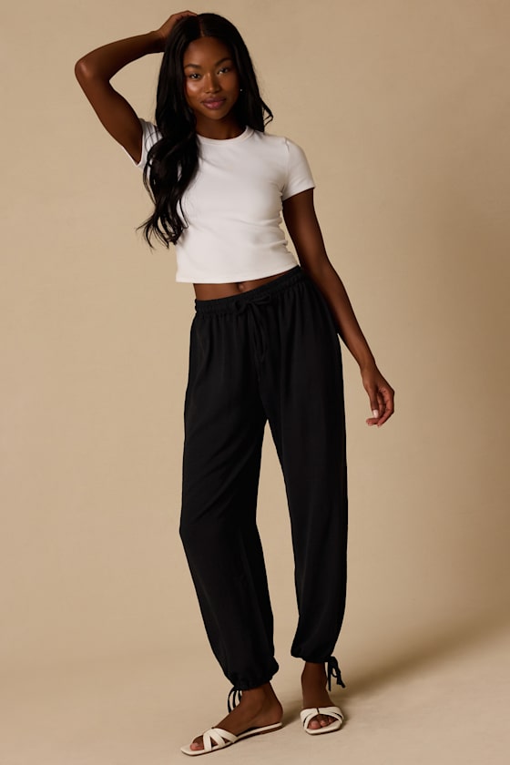 Tyra Black Drawstring Jogger Pants - thumbnail 4