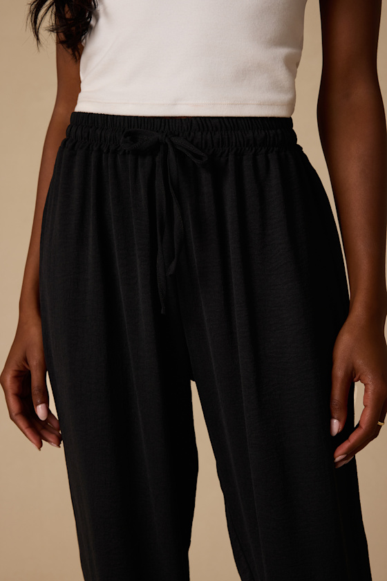 Tyra Black Drawstring Jogger Pants - thumbnail 5