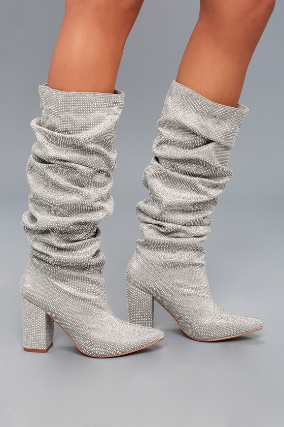 silver rhinestone boots