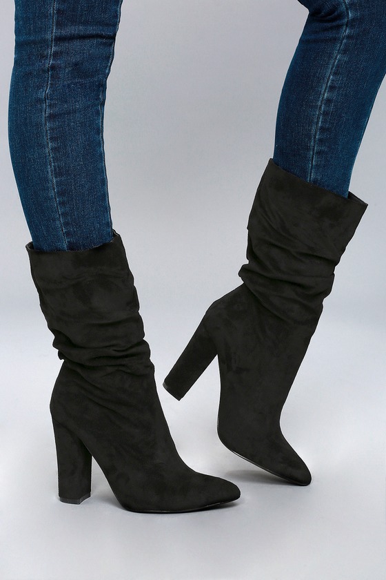Chic Black Boots - Mid-Calf Boots - Vegan Suede Boots - Lulus