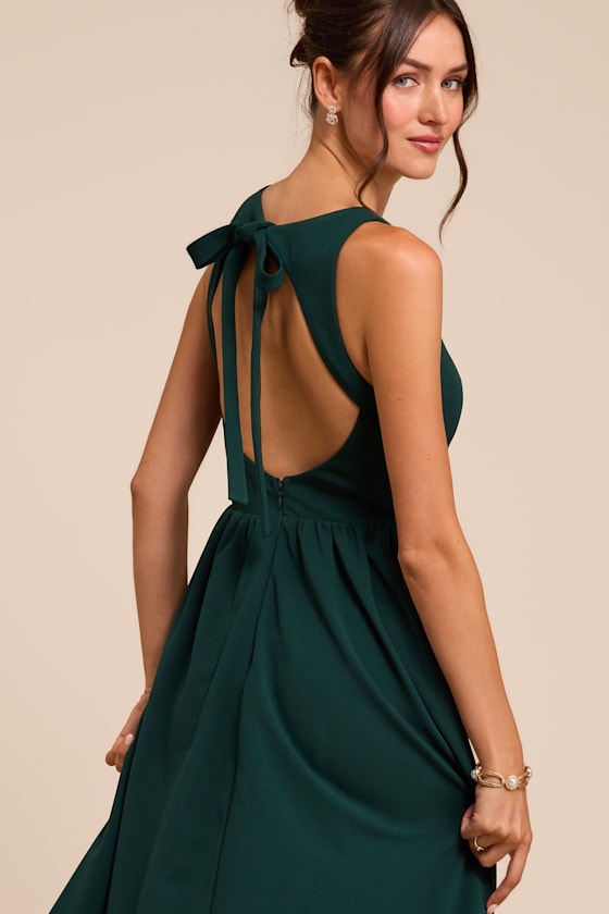 Kenly Emerald Boat Neck Cutout Midi Dress 1